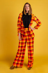 That 70s Suit | Womens Orange Plaid Thanksgiving Pants