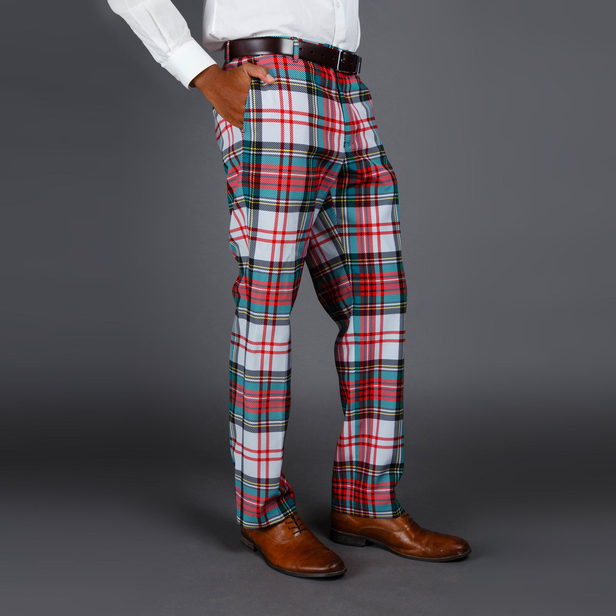 The Scotch on the Rocks | White Plaid Holiday Dress Pants