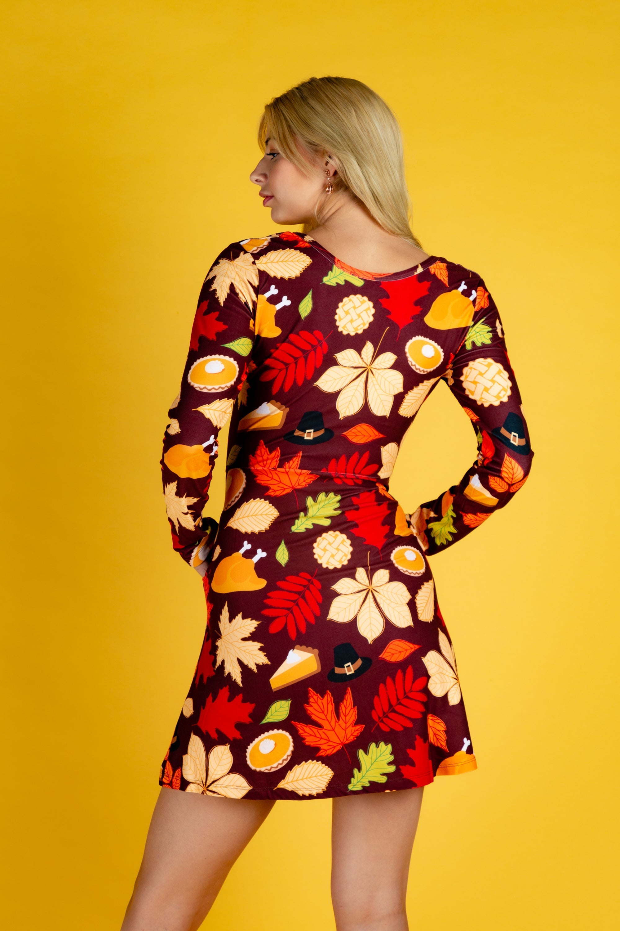 The Rake Me Ups | Fall Leaves Thanksgiving Skater Dress