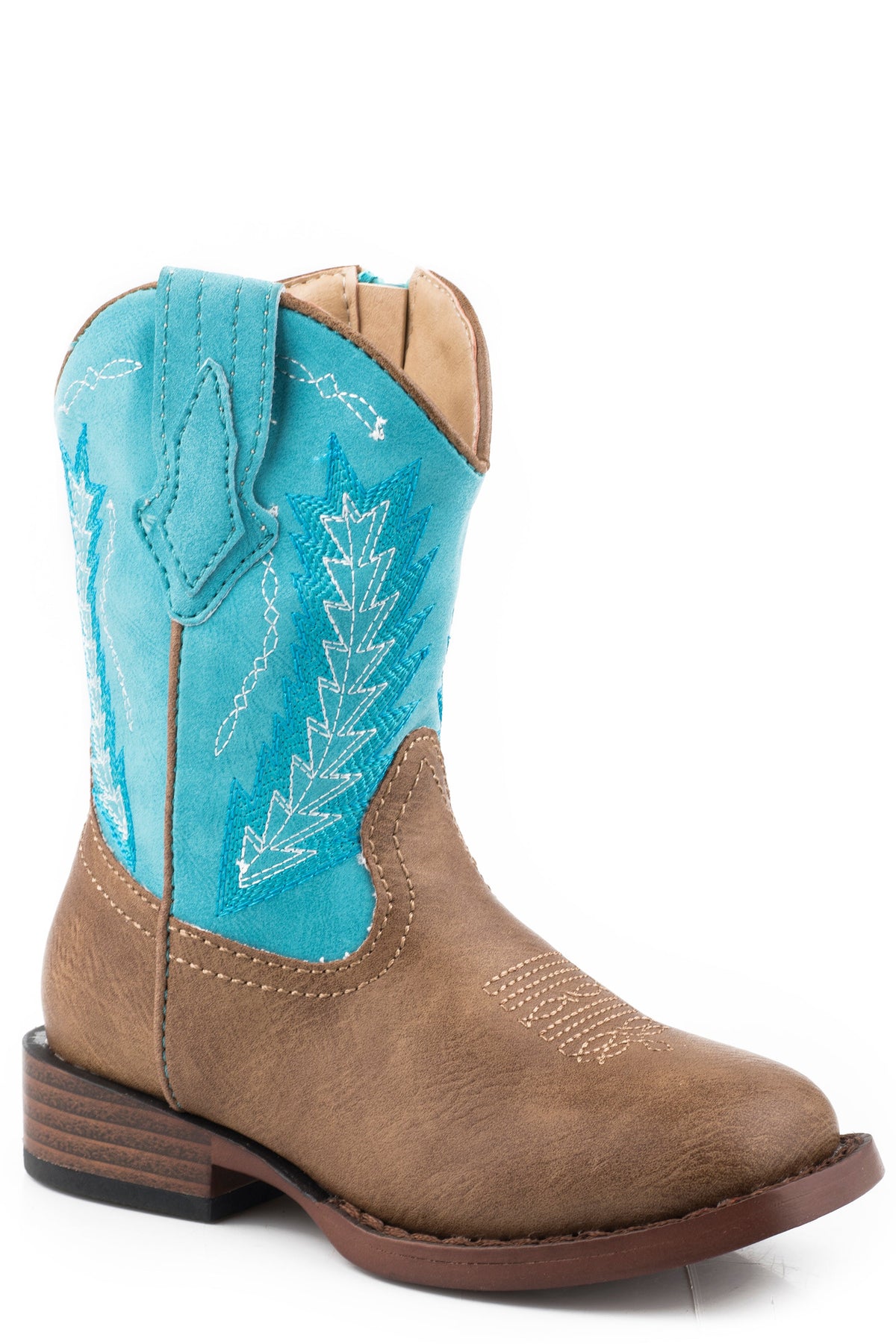 Roper Boys Toddler Tan Vamp With Turquoise Shaft