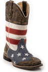 Roper Little Boys American Flag With Sanded Leather