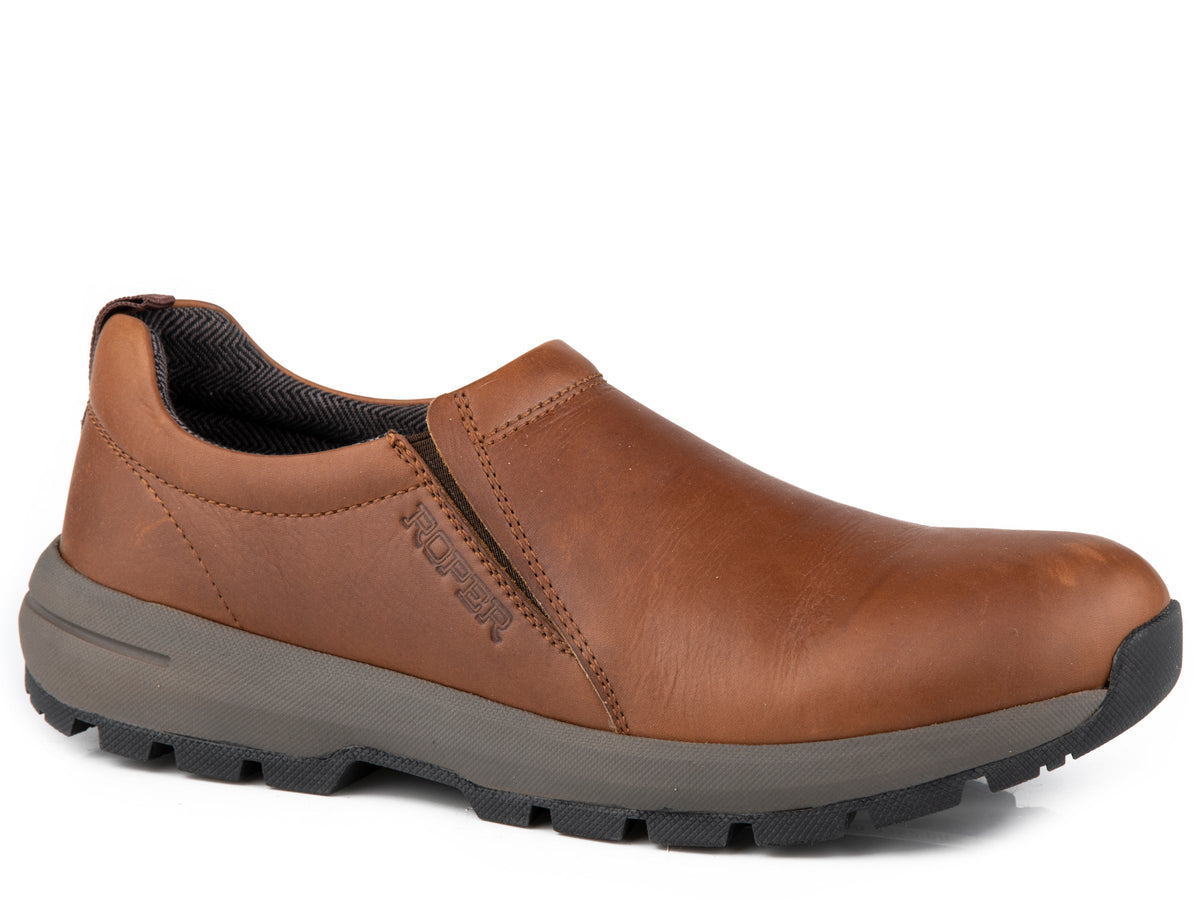 Roper Mens Brown Oiled Leather Slipon