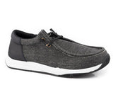 Roper Mens Black Canvas With Faux Leather Heel