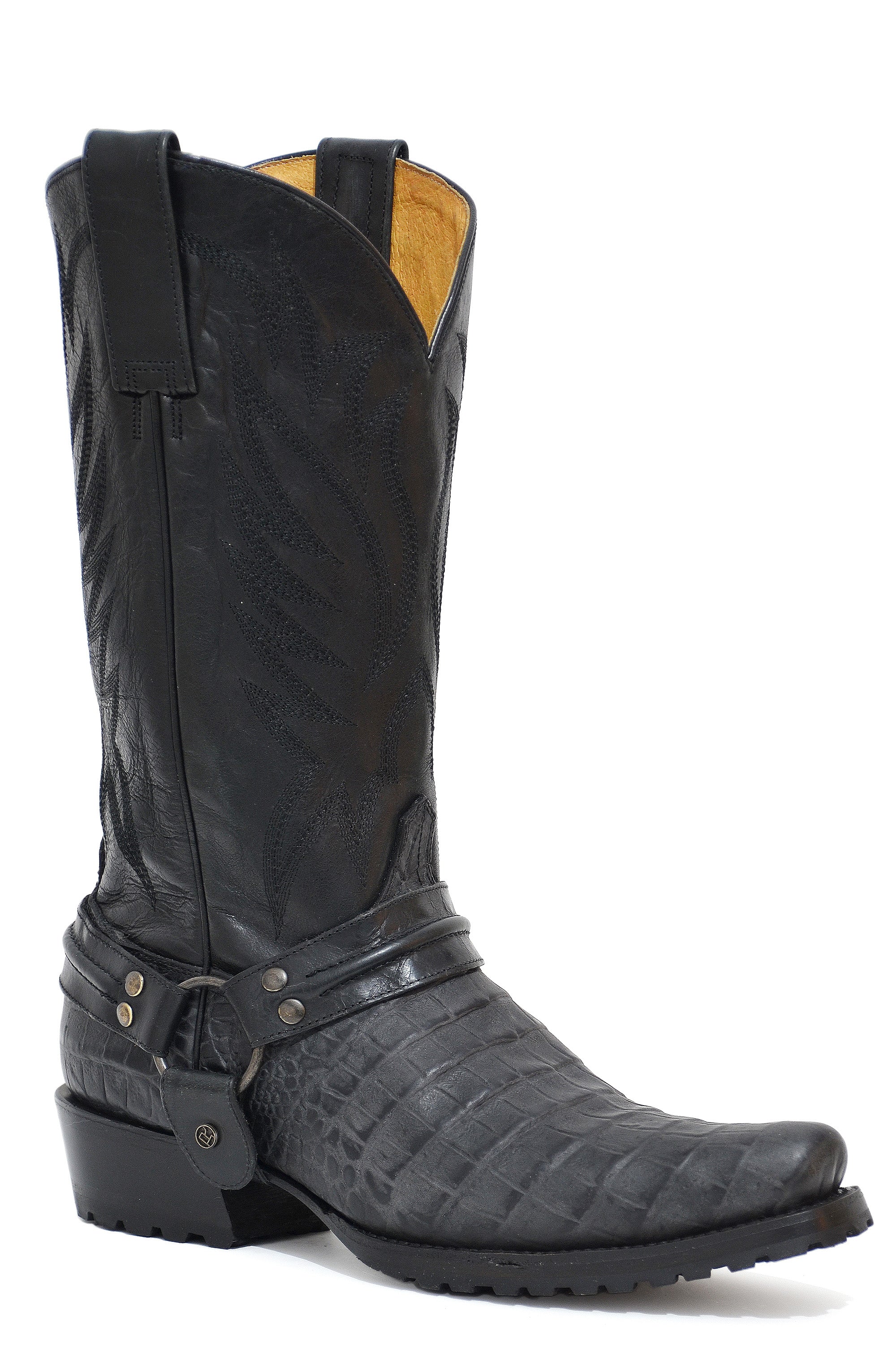 Roper Mens Embossed Black Caiman