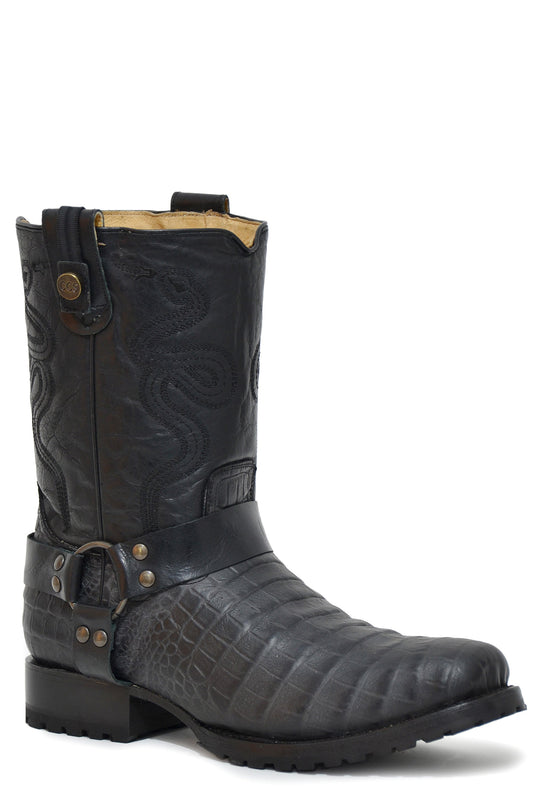 Roper Mens Embossed Burnished Black Caiman