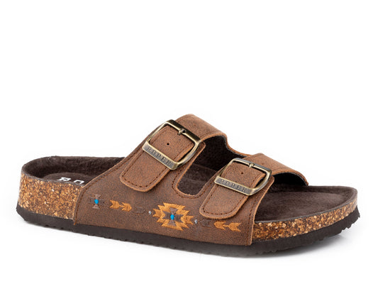 Roper Womens Tan Rustic Leather With Aztec Stitch