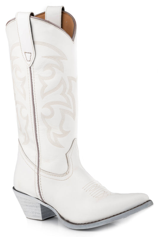 Roper Womens White Smooth Leather