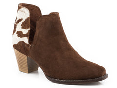 Roper Womens Brown Cow Hair On Hide Ankle Boot - Roper