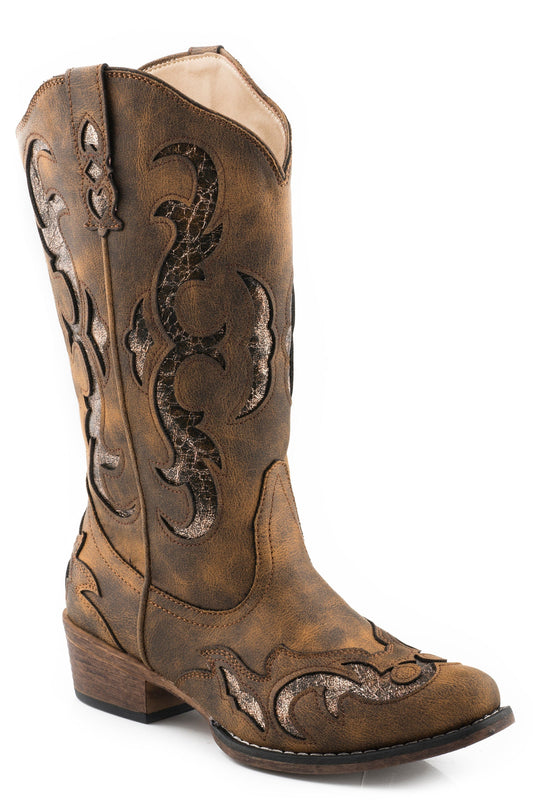 Roper Womens Brown With Metallic Underlay On Upper - Roper