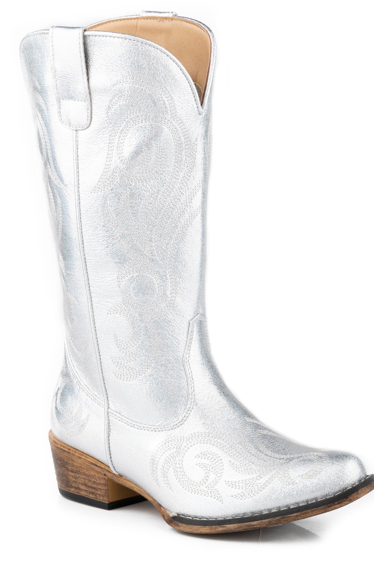 Roper Womens Metallic Silver Faux Leather