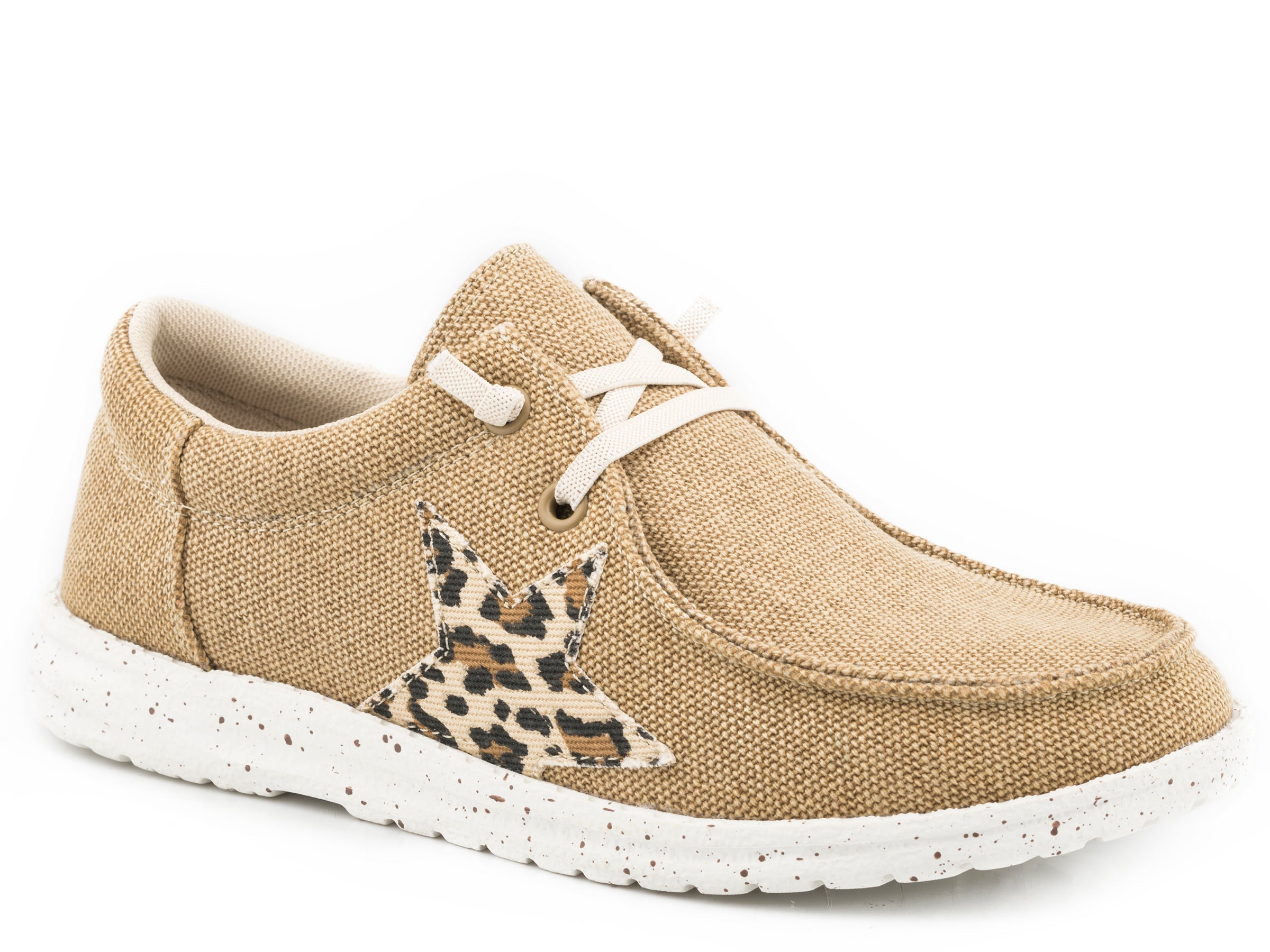 Roper Womens Tan Canvas With Leopard Star - Roper