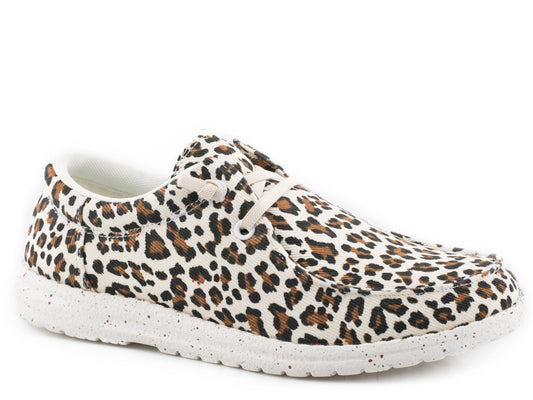 Roper Womens Creme Leopard Canvas Upper