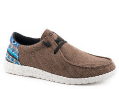 Roper Womens Brown Canvas With Multi Aztec Heel - Roper