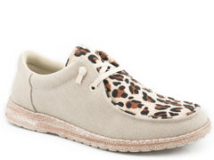 Roper Womens Tan Canvas With Leopard Vamp - Roper