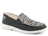 Roper Womens Black Canvas With Leopard Vamp