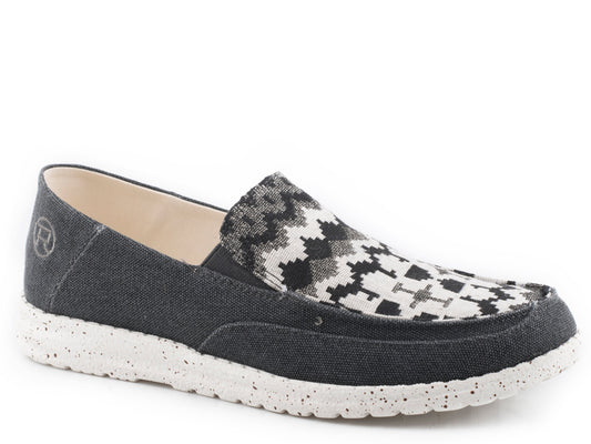 Roper Womens Black Canvas With Aztec Vamp - Roper