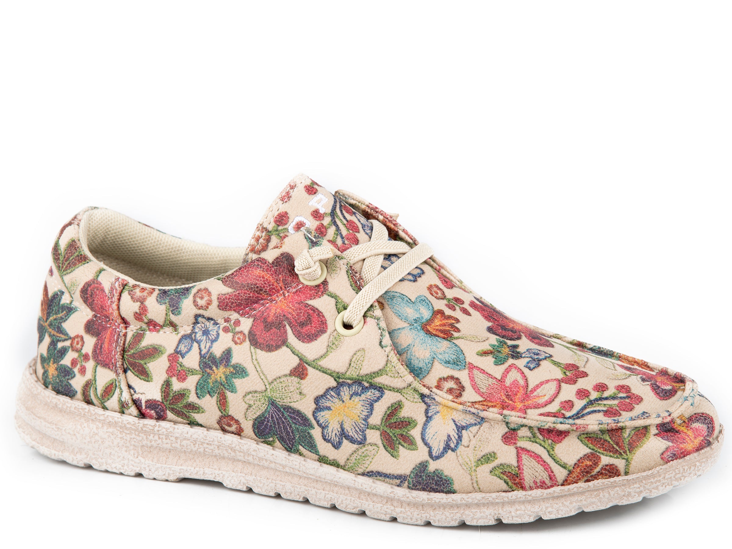 Roper Womens Beige Floral Printed Faux Leather - Roper