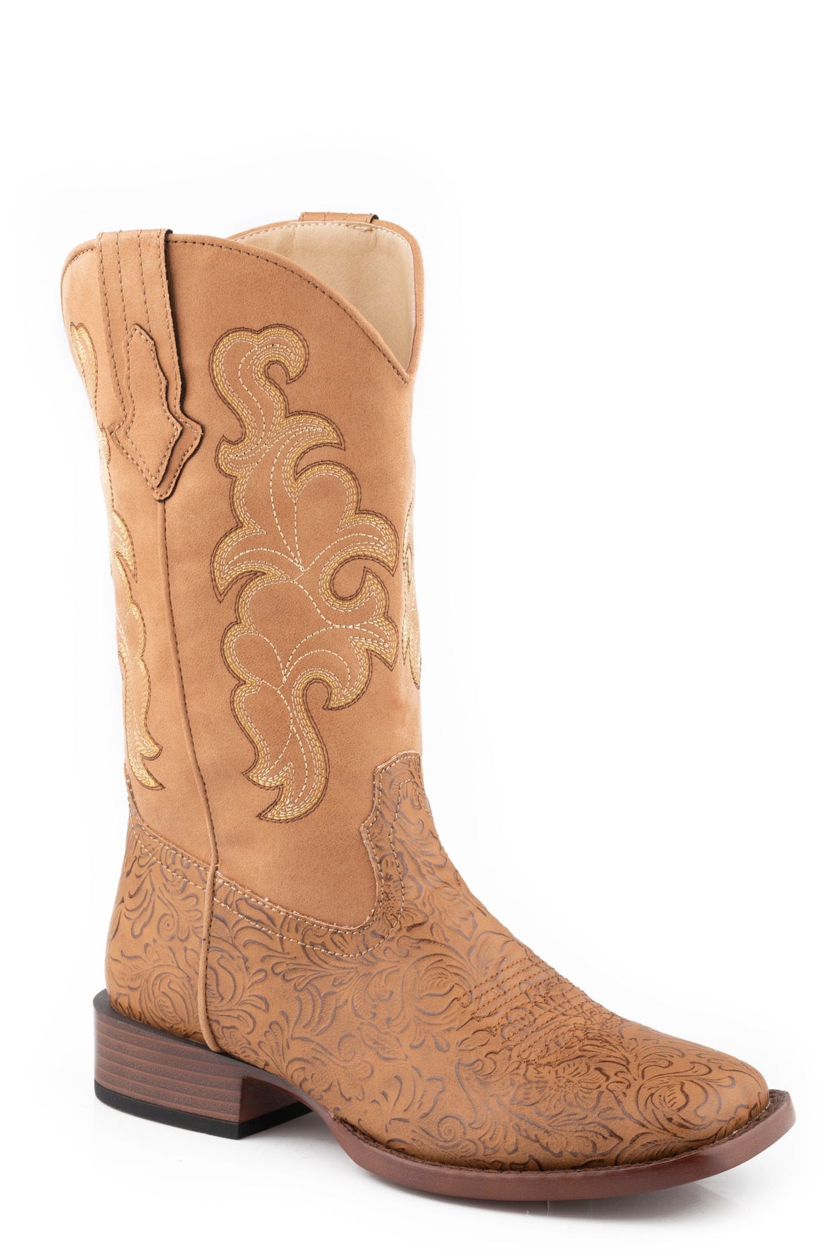 Roper Womens Tan Floral Embossed Vamp - Roper