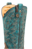 Roper Womens Concealed Carry Leather Cowboy Boot Vintage Brown Vamp With Embroidered Turquoise Upper - Flyclothing LLC