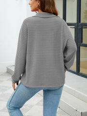 Textured Quarter Zip Long Sleeve Sweatshirt