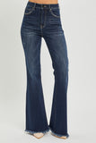 RISEN High Waist Raw Hem Flare Jeans - Flyclothing LLC