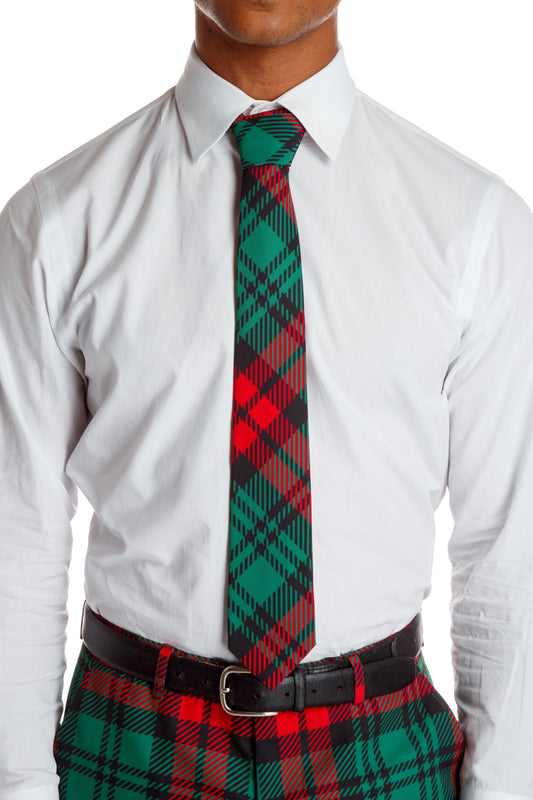 The Lincoln Log Love Daddy | Red And Green Christmas Plaid Tie - Shinesty