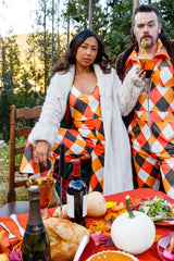 The After Nap Delights | Thanksgiving Orange Plaid Jumpsuit