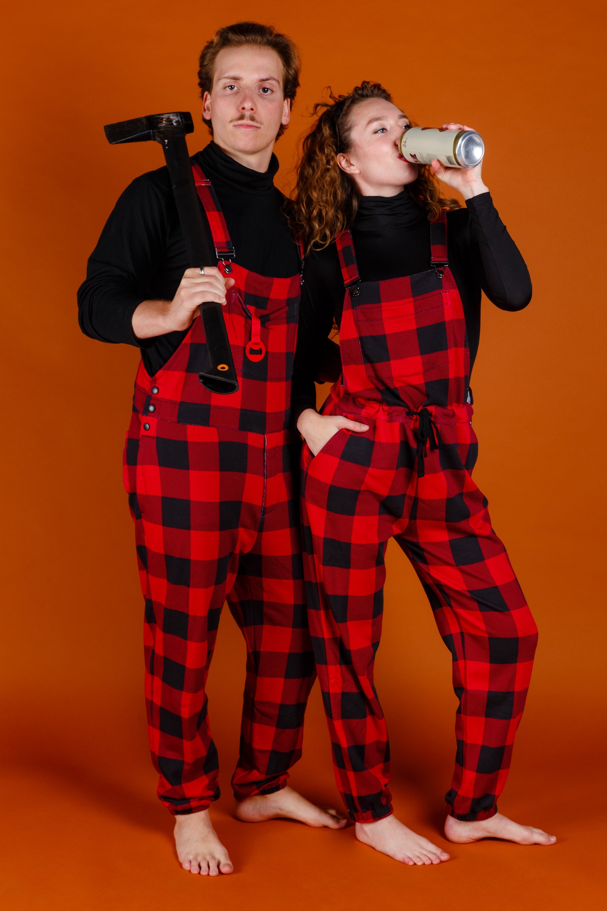 The Red & Black Lumberjack | Mens Red Buffalo Check Christmas Pajamaralls®