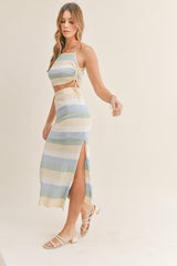 MABLE Striped Knit Cami and Midi Skirt Set Trendsi