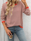 Mandy Striped Round Neck Long Sleeve Sweater