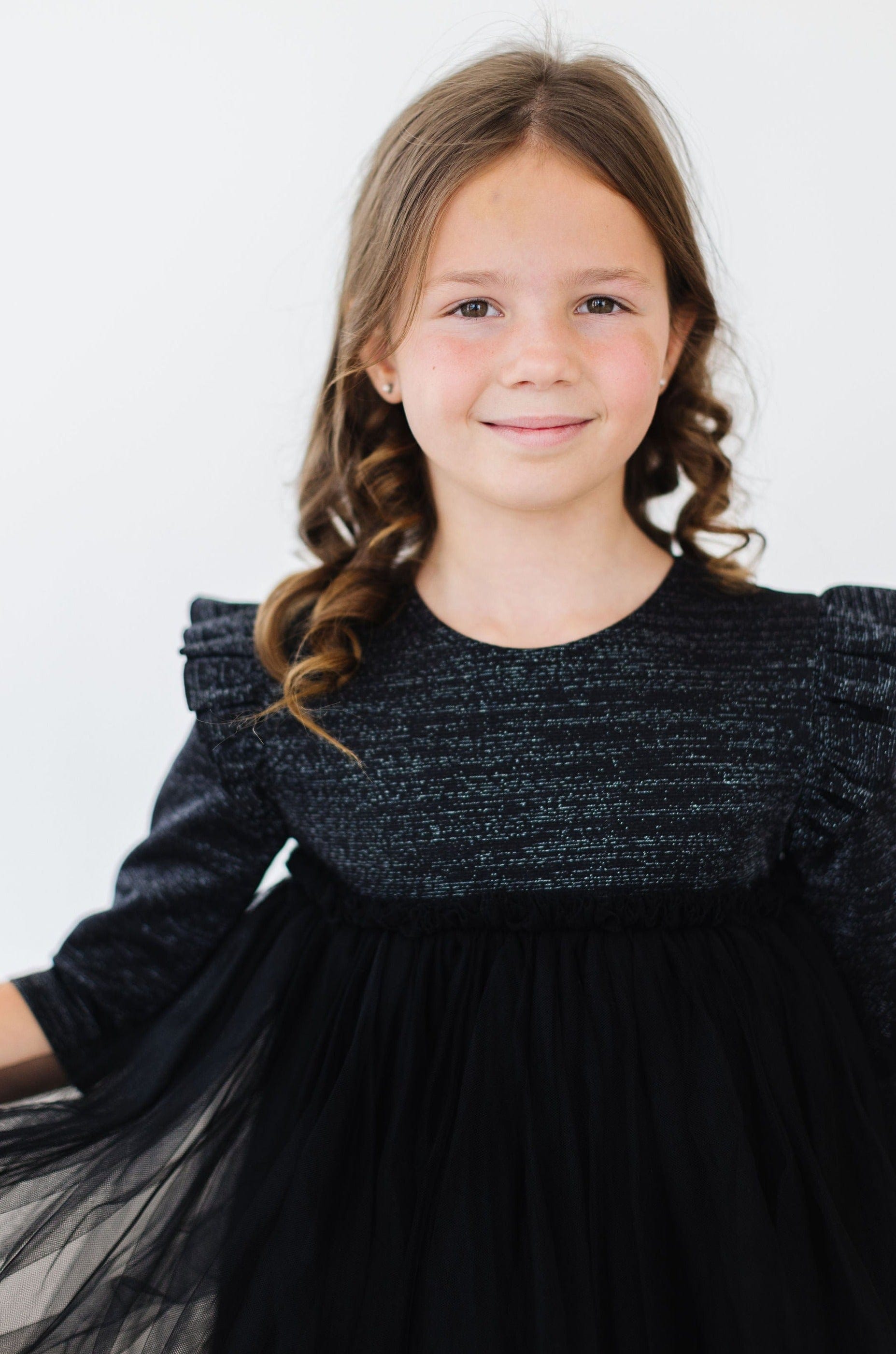 Black Shimmer 3/4 Sleeve Tutu Dress - Mila & Rose ®