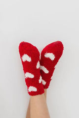 Red/Coconut Heart Cozy Socks