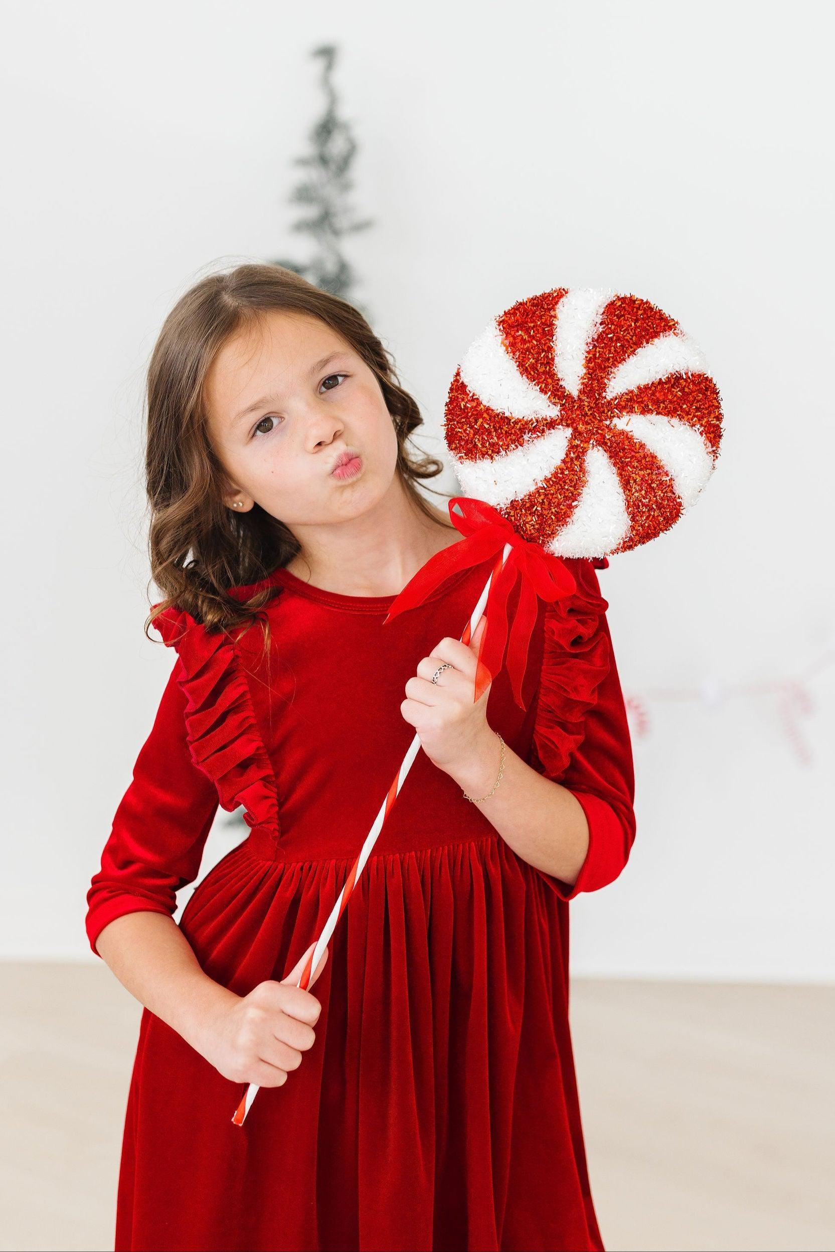 Red Velvet Ruffle Twirl Dress - Mila & Rose ®