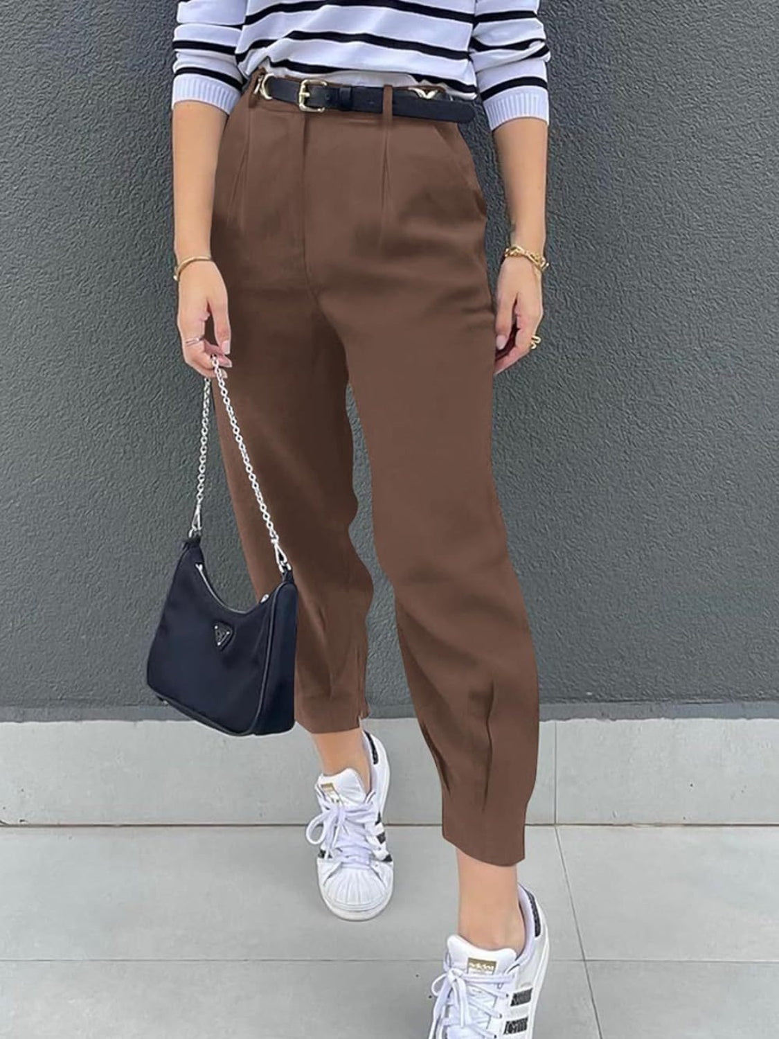 High Waist Cropped Pants - Flyclothing LLC