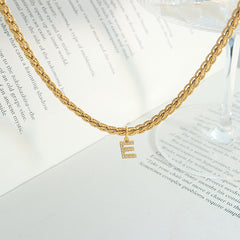 Brass Inlaid Zircon Letter Pendant Necklace Trendsi