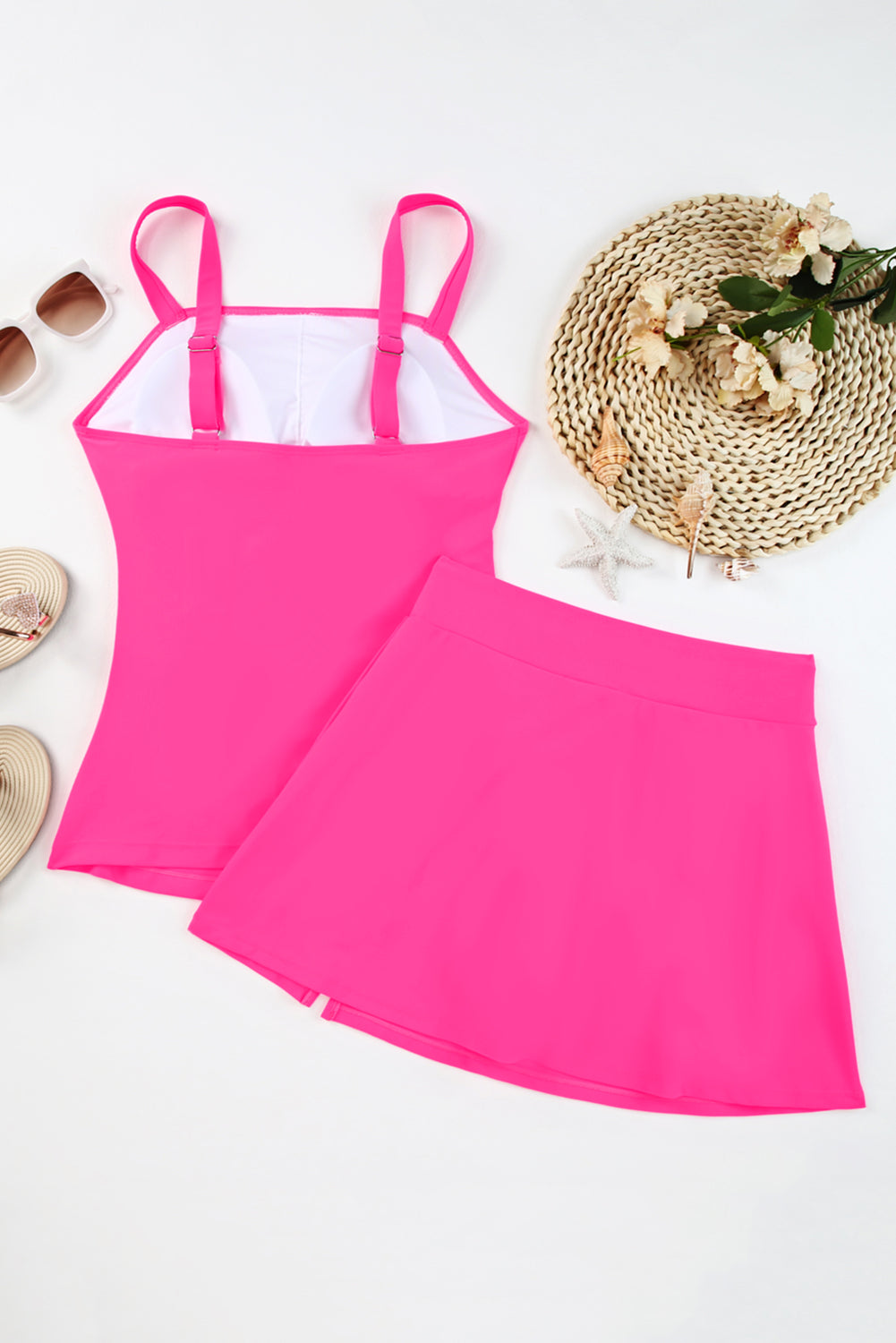 Square Neck Top and Skirt Swim Set Trendsi