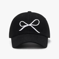 Bow Embroidered Cotton Baseball Cap Trendsi