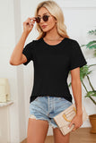 Ruched Round Neck Short Sleeve T-Shirt Trendsi