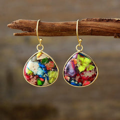 18K Gold-Plated Natural Stone Earrings - Trendsi