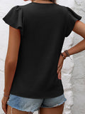 Ruffled Round Neck Cap Sleeve Blouse - Flyclothing LLC