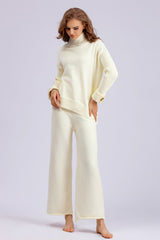 Basic Bae High- Low Turtleneck Long Sleeve Top and Pants Sweater Set - Trendsi