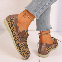 Lace Up Leopard Slip-Ons - Trendsi