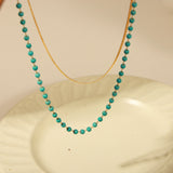 Turquoise Titanium Steel Double-Layered Necklace - Flyclothing LLC