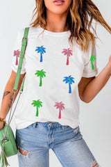 Coconut Palm Round Neck Short Sleeve T-Shirt - Trendsi