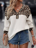 Leopard V-Neck Long Sleeve T-Shirt - Trendsi