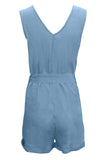 Full Size Tied V-Neck Sleeveless Romper with Pockets - Trendsi