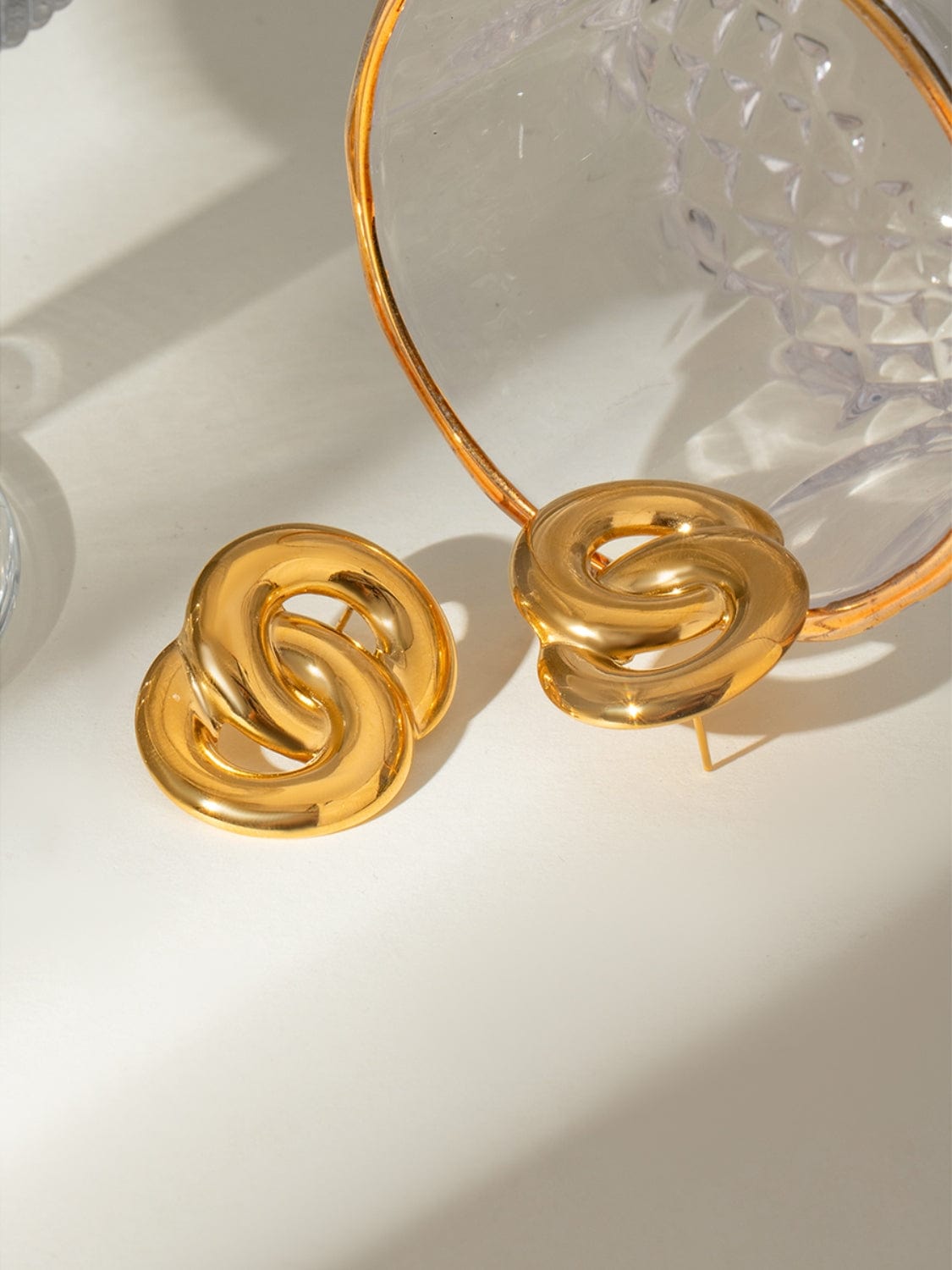 18K Gold-Plated Stainless Steel Knotted Earrings - Trendsi