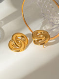 18K Gold-Plated Stainless Steel Knotted Earrings - Trendsi