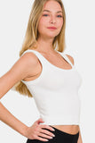 Zenana Ribbed Round Neck Cropped Tank - Flyclothing LLC