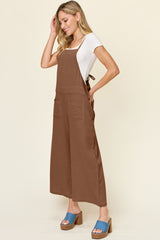 Double Take Full Size Texture Sleeveless Wide Leg Overall Trendsi